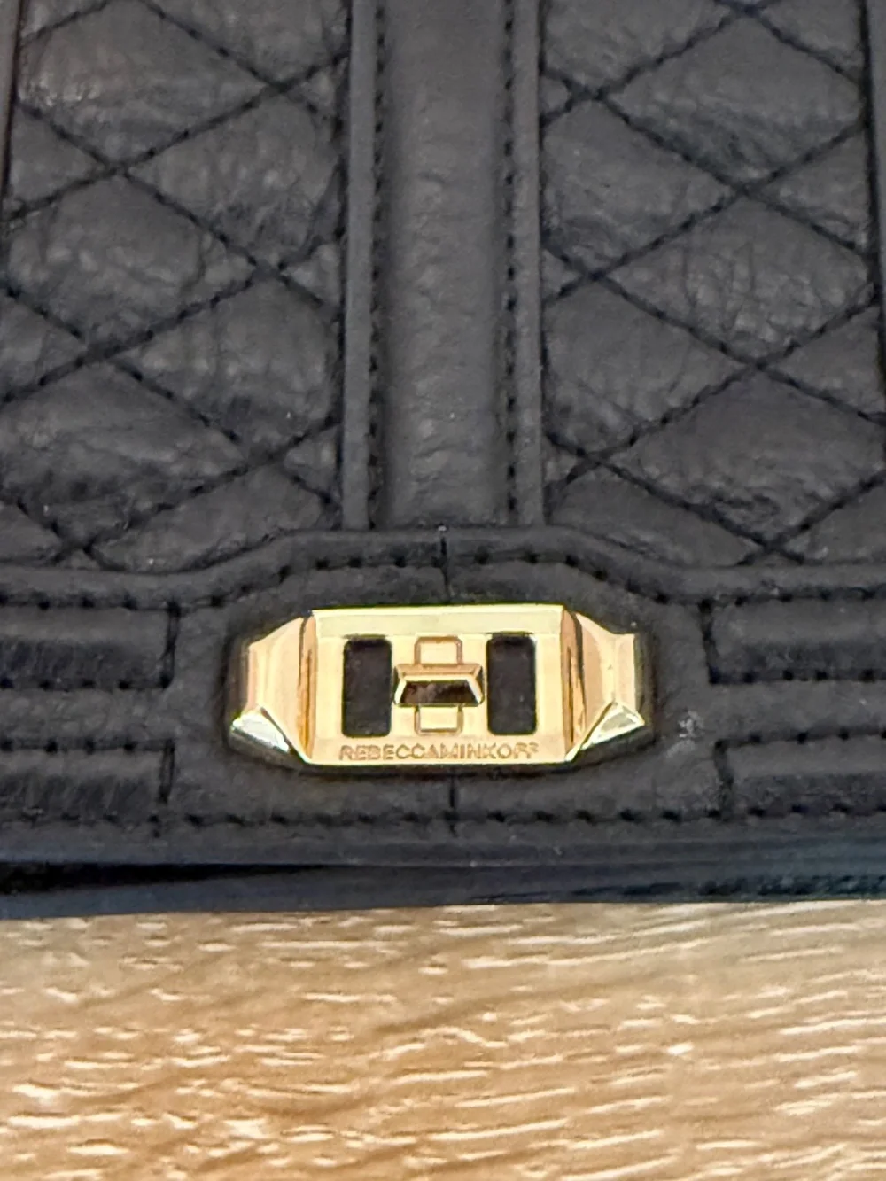 Rebecca Minkoff Wallet Black With Keychain Gold Keychain Hoop